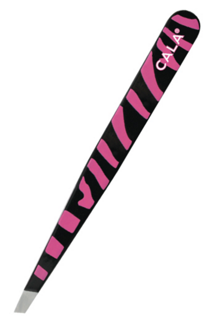 CALA PROFESSIONAL Animal Print Slanted Tweezer - Pink Zebra - ADDROS.COM